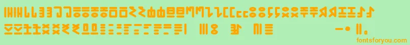 More about GENР RICA PRIMITIVA 01 Font GENР RICA PRIMITIVA 01 Font – Orange Fonts on Green Background